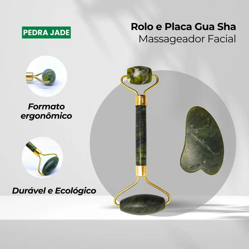 Rolos Massageador Pedra De Jade Verde