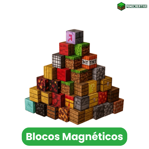 Blocos Magnéticos + Ebook com 30 desafios Grátis - Kit Mine Creative